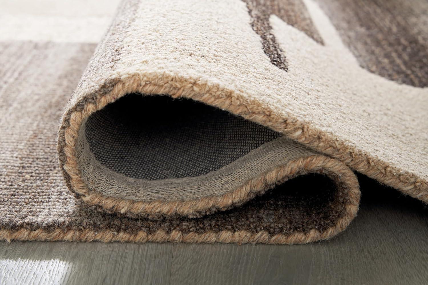 imageSignature Design by Ashley Kencher Contemporary Indoor Abstract Handmade 8 x 10 Large Rug Beige ampamp Light Brown51 x 611 Rectangular