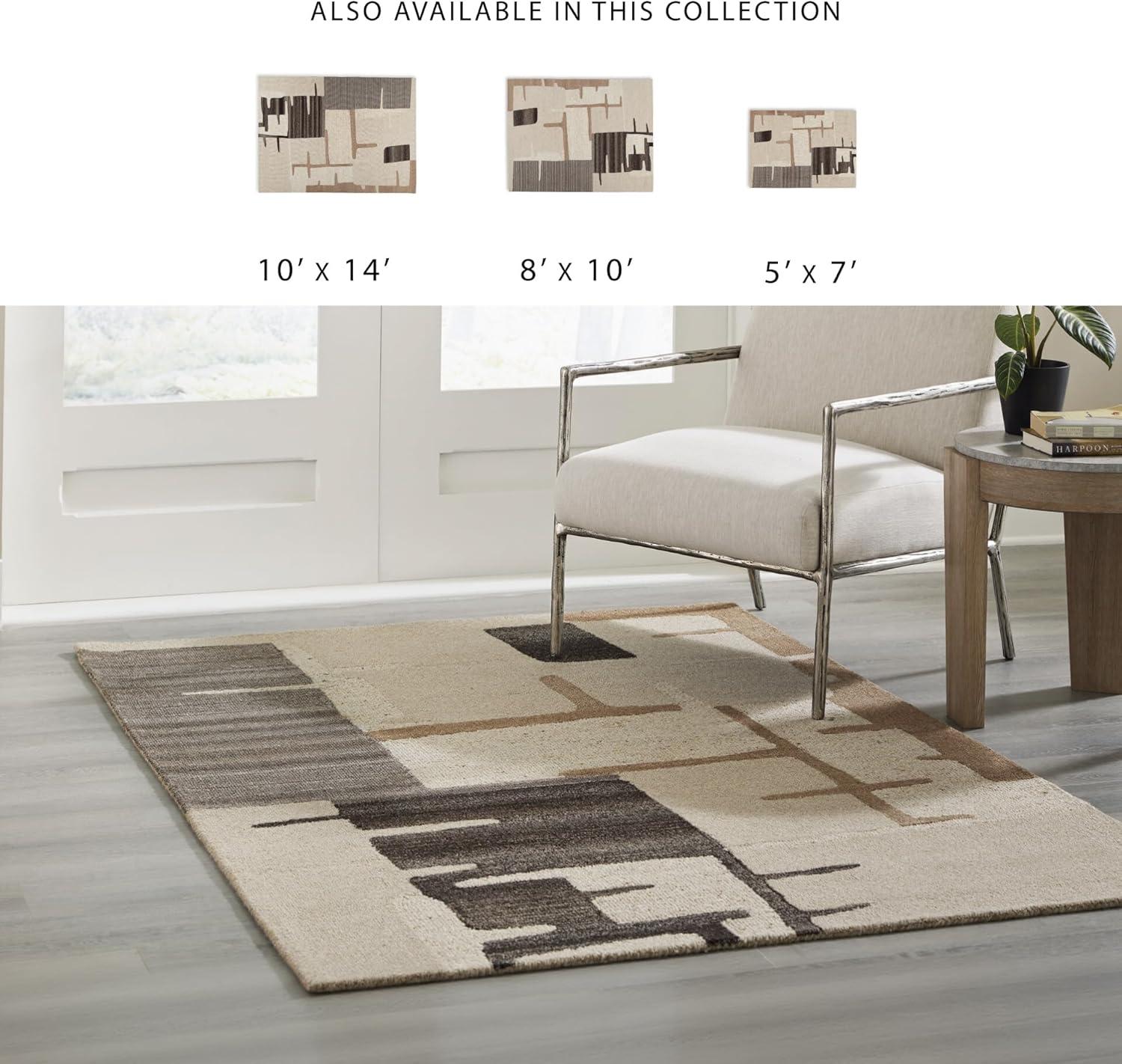 imageSignature Design by Ashley Kencher Contemporary Indoor Abstract Handmade 8 x 10 Large Rug Beige ampamp Light Brown51 x 611 Rectangular