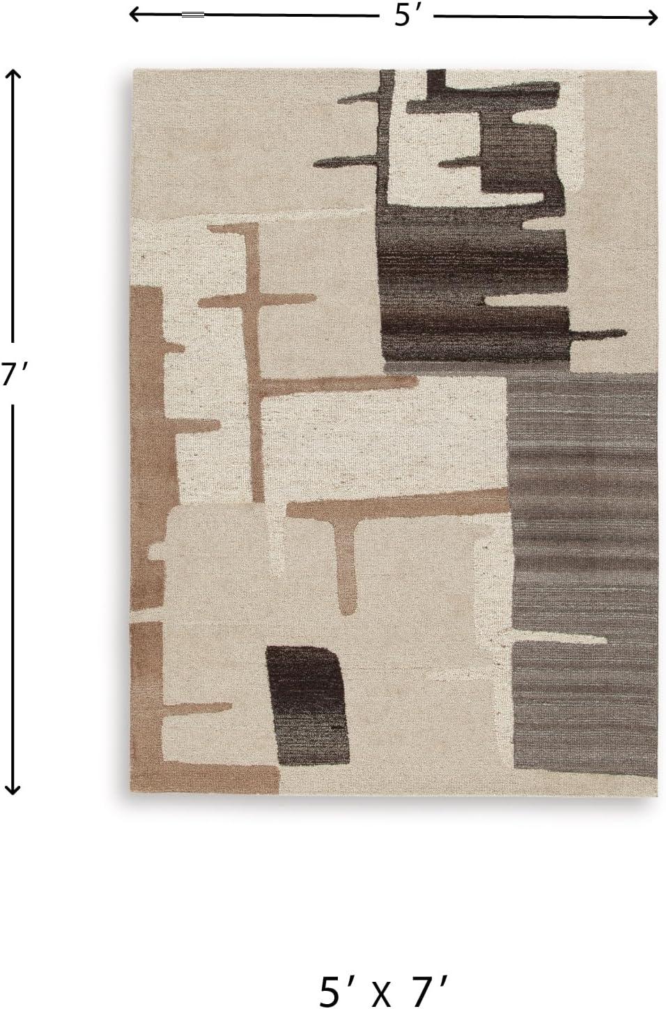 imageSignature Design by Ashley Kencher Contemporary Indoor Abstract Handmade 8 x 10 Large Rug Beige ampamp Light Brown51 x 611 Rectangular