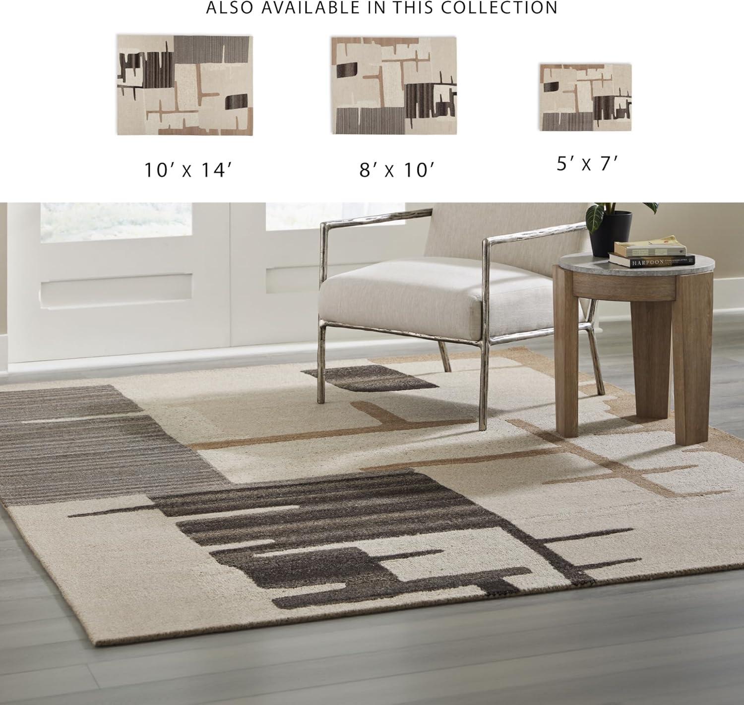 imageSignature Design by Ashley Kencher Contemporary Indoor Abstract Handmade 8 x 10 Large Rug Beige ampamp Light Brown78 x 911 Rectangular