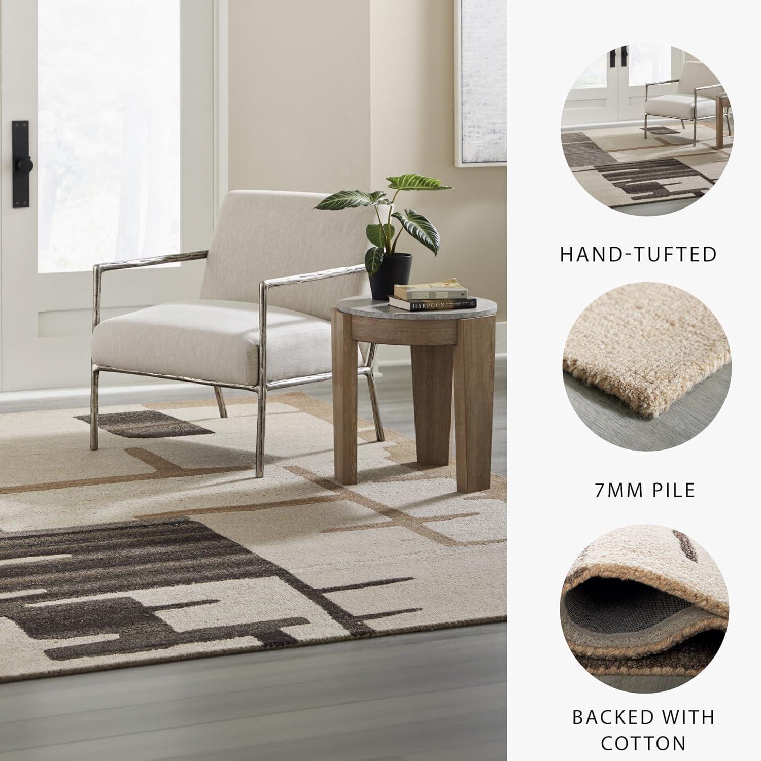 imageSignature Design by Ashley Kencher Contemporary Indoor Abstract Handmade 8 x 10 Large Rug Beige ampamp Light Brown78 x 911 Rectangular