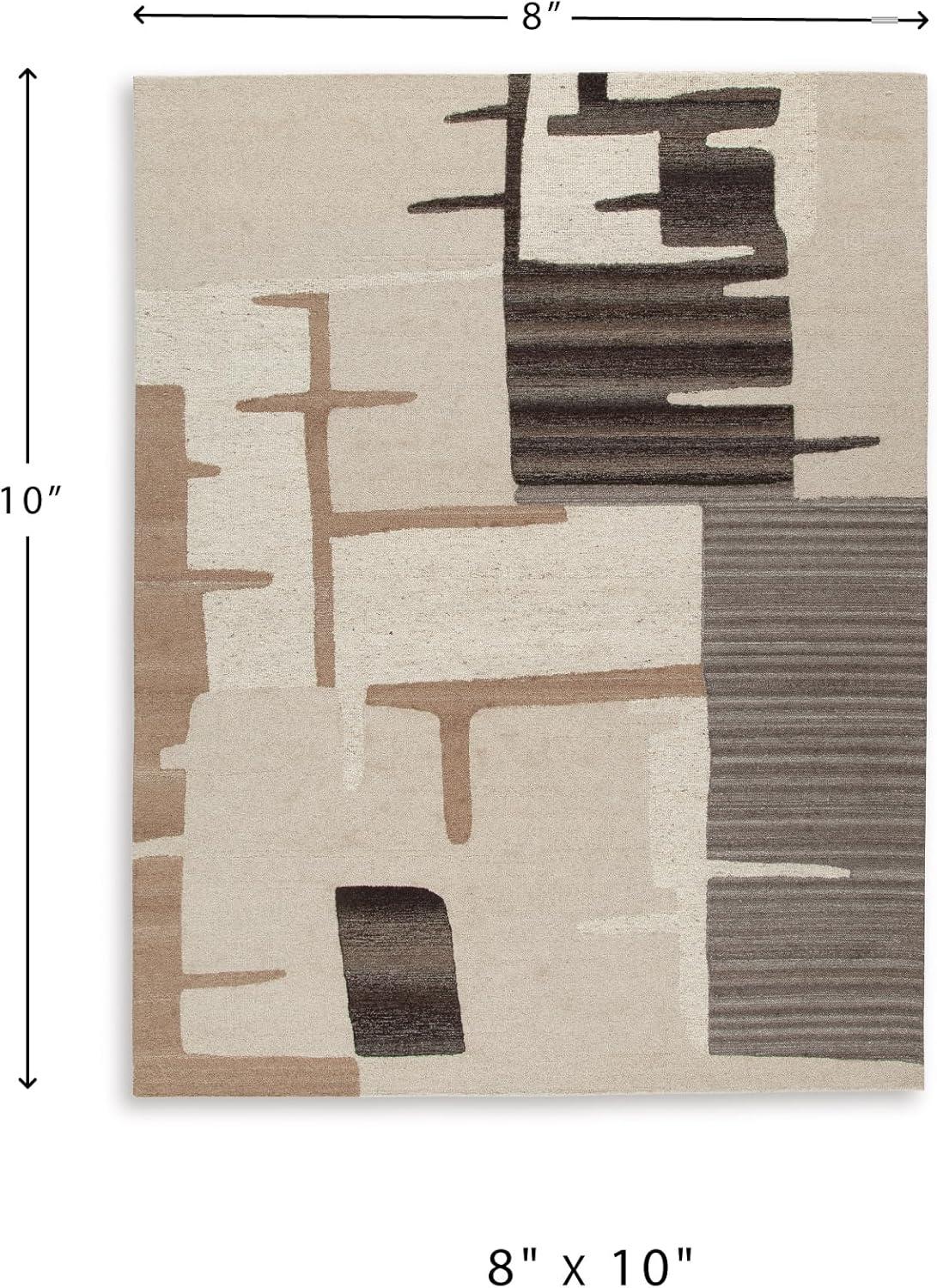 imageSignature Design by Ashley Kencher Contemporary Indoor Abstract Handmade 8 x 10 Large Rug Beige ampamp Light Brown78 x 911 Rectangular