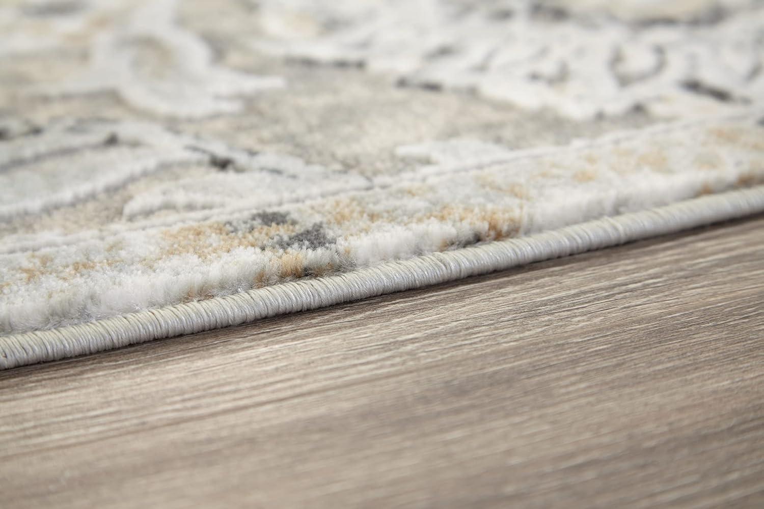 imageSignature Design by Ashley Kilkenny Traditional 8 x 10 Medium Pile Botanical Themed Rug Cream Gold ampamp Gray710 x 102 Rectangular