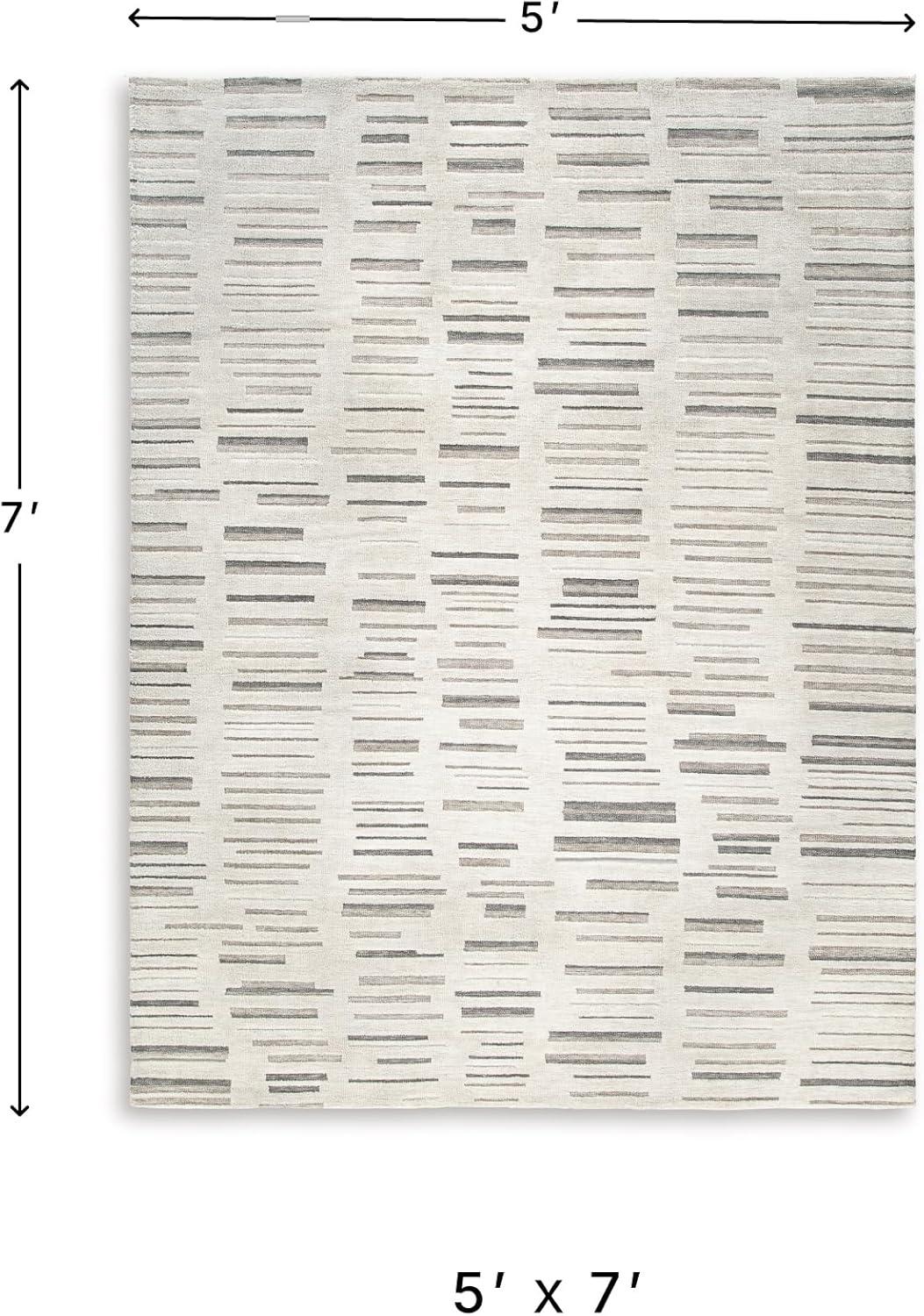 imageSignature Design by Ashley Leesdale Casual Indoor Striped Handmade 5 x 7 Rug White ampamp Light Brown411 x 611 Rectangular