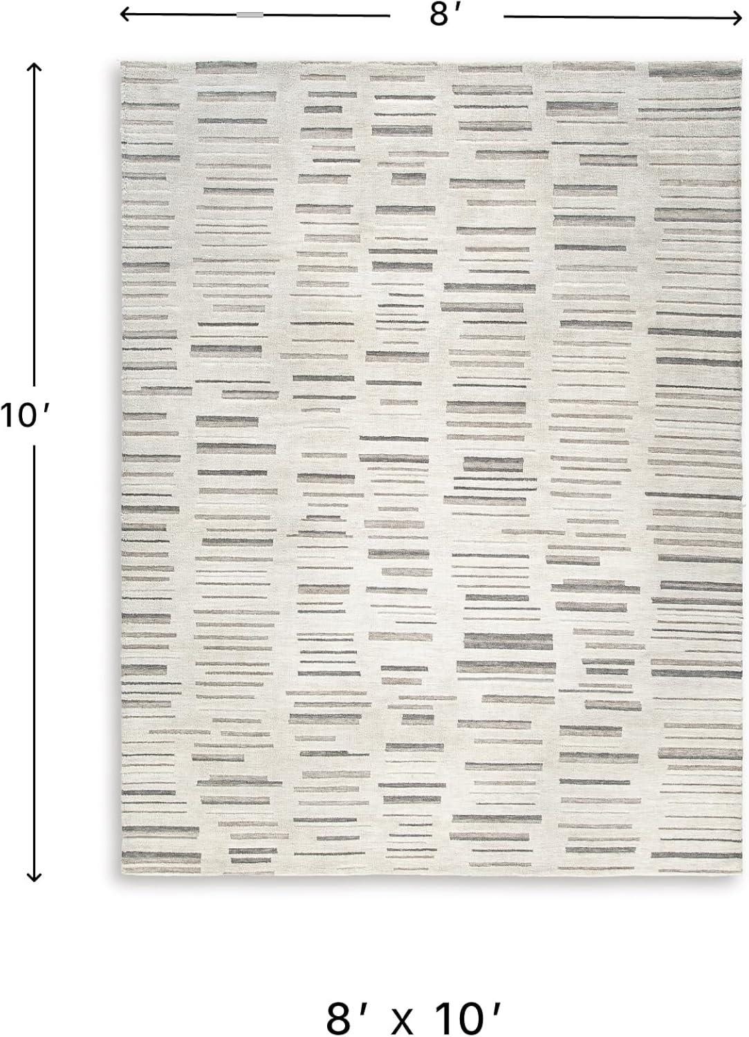 imageSignature Design by Ashley Leesdale Casual Indoor Striped Handmade 5 x 7 Rug White ampamp Light Brown78 x 101 Rectangular