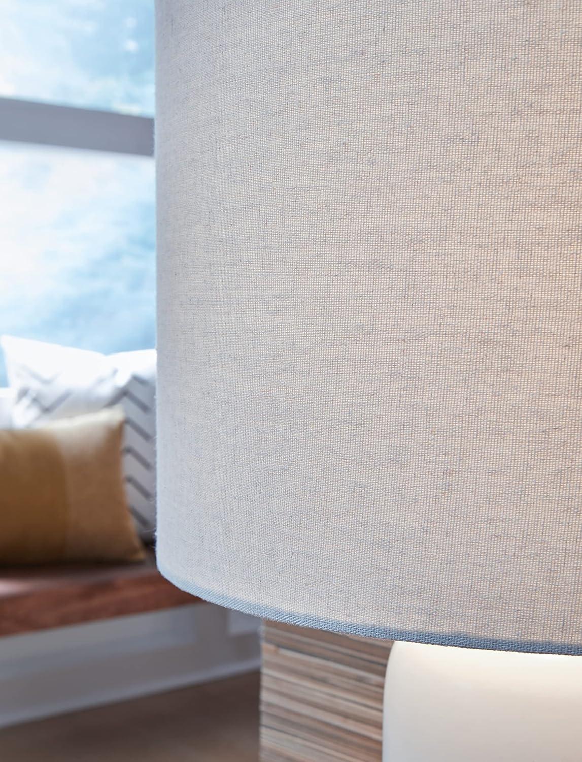imageSignature Design by Ashley Lemrich Coastal 2525quot Ceramic Table Lamp 3Way Switch UL Listed Fabric Drum Shade Use 100 Watt Lightbulb Not Included White and Blue Teal Ombre Effect
