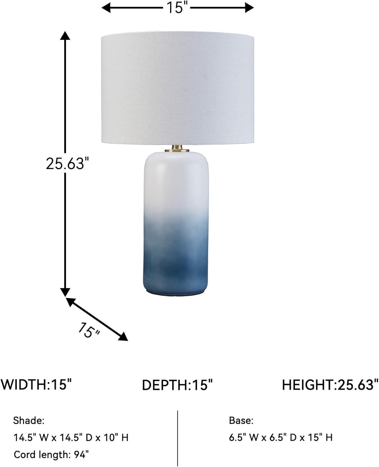 imageSignature Design by Ashley Lemrich Coastal 2525quot Ceramic Table Lamp 3Way Switch UL Listed Fabric Drum Shade Use 100 Watt Lightbulb Not Included White and Blue Teal Ombre Effect