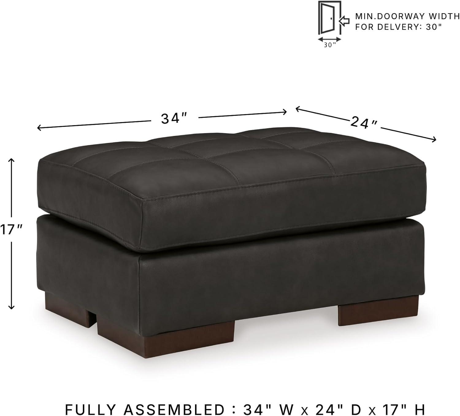 imageSignature Design by Ashley Luigi Contemporary Firmly Cushioned Leather Tufted Rectangular Ottoman Dark BrownDark Brown