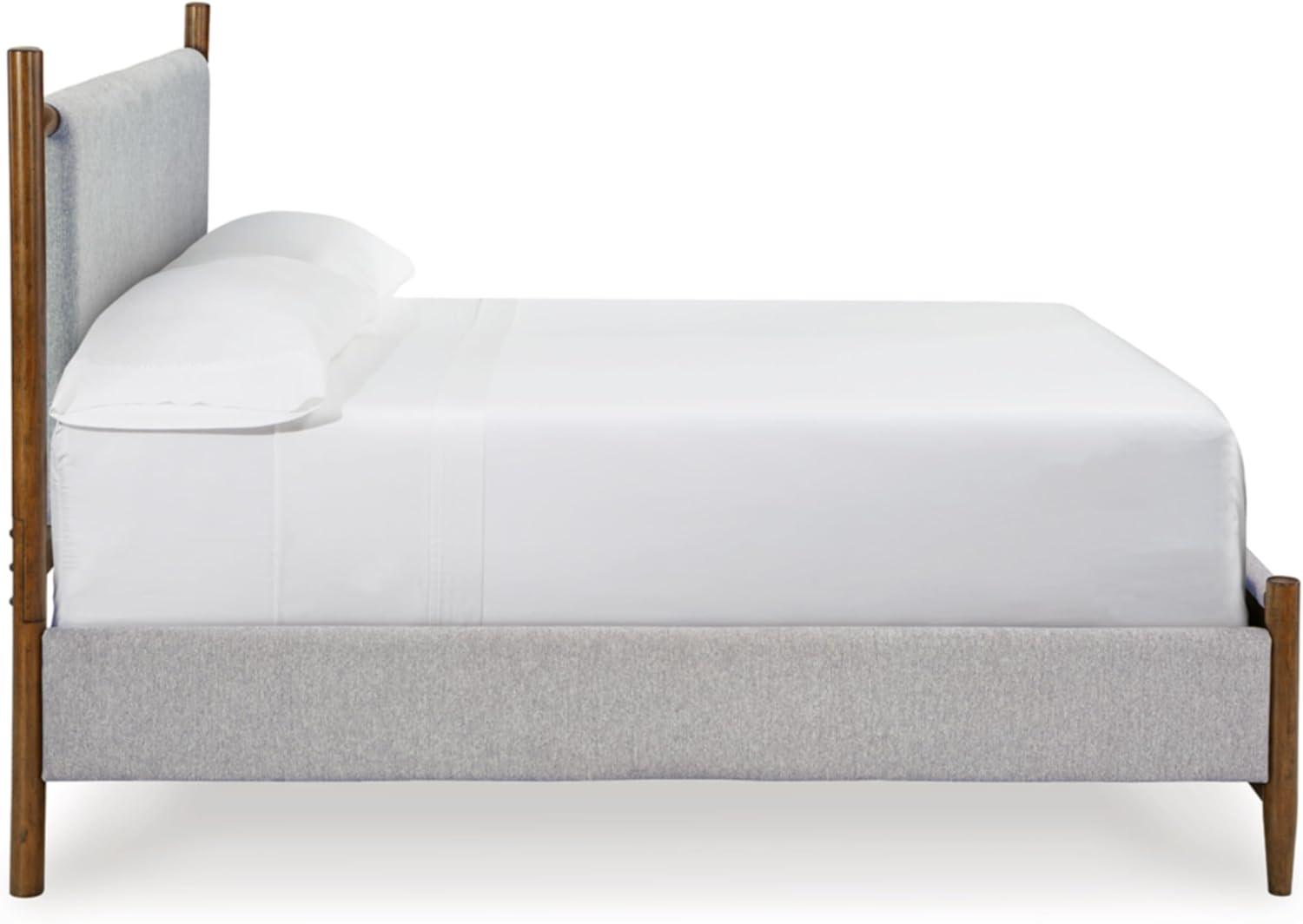 imageSignature Design by Ashley Lyncott Casual King Upholstered Bed Foundation or Box Spring Needed Light Gray ampamp Light BrownCali King