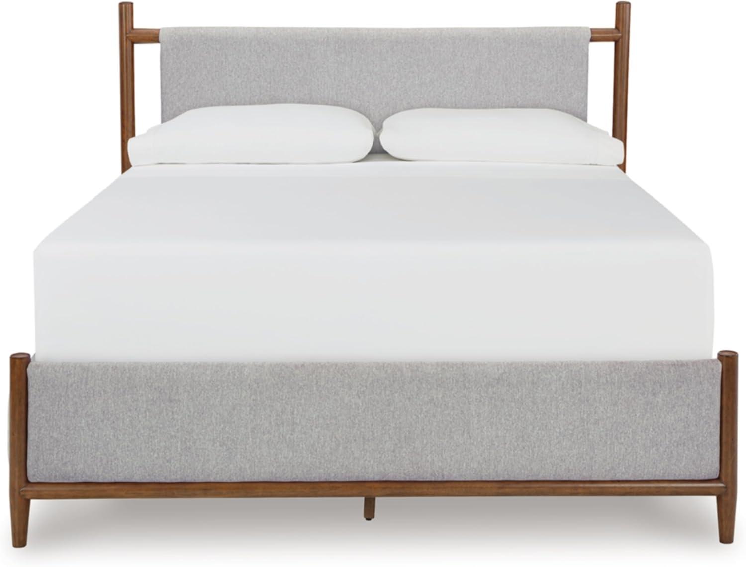 imageSignature Design by Ashley Lyncott Casual King Upholstered Bed Foundation or Box Spring Needed Light Gray ampamp Light BrownKing
