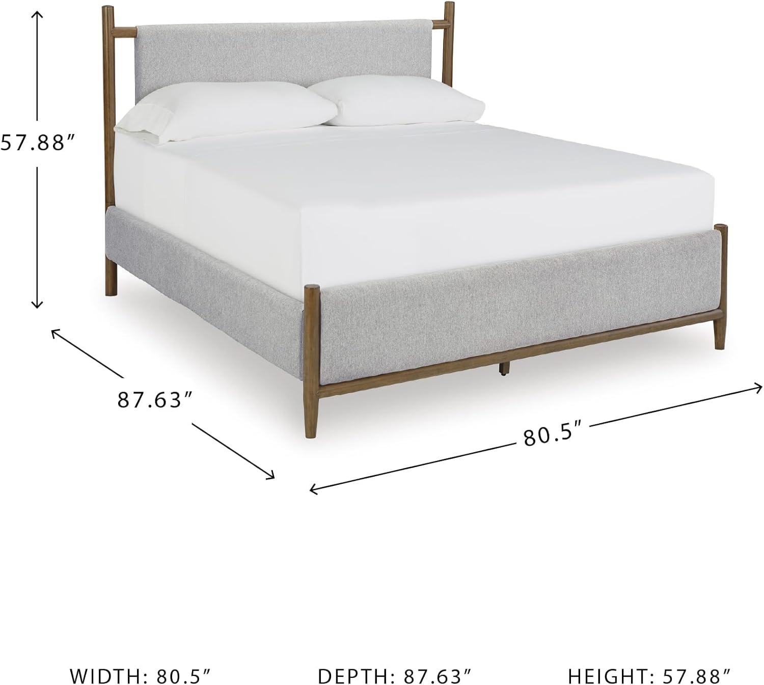 imageSignature Design by Ashley Lyncott Casual King Upholstered Bed Foundation or Box Spring Needed Light Gray ampamp Light BrownKing