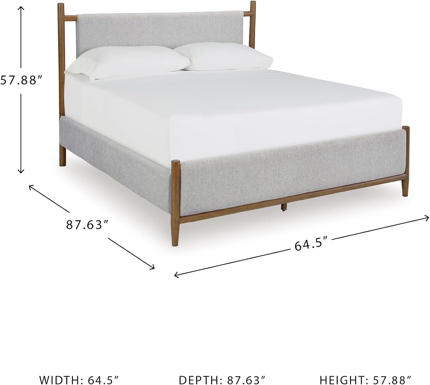 imageSignature Design by Ashley Lyncott Casual King Upholstered Bed Foundation or Box Spring Needed Light Gray ampamp Light BrownQueen