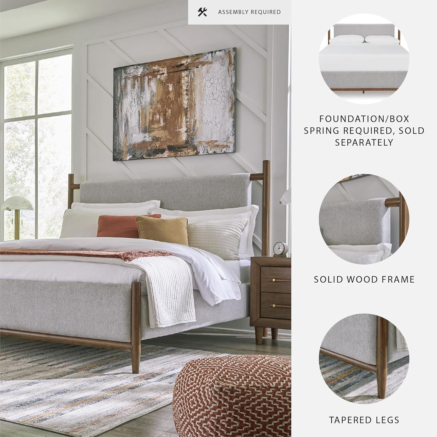 imageSignature Design by Ashley Lyncott Casual King Upholstered Bed Foundation or Box Spring Needed Light Gray ampamp Light BrownQueen