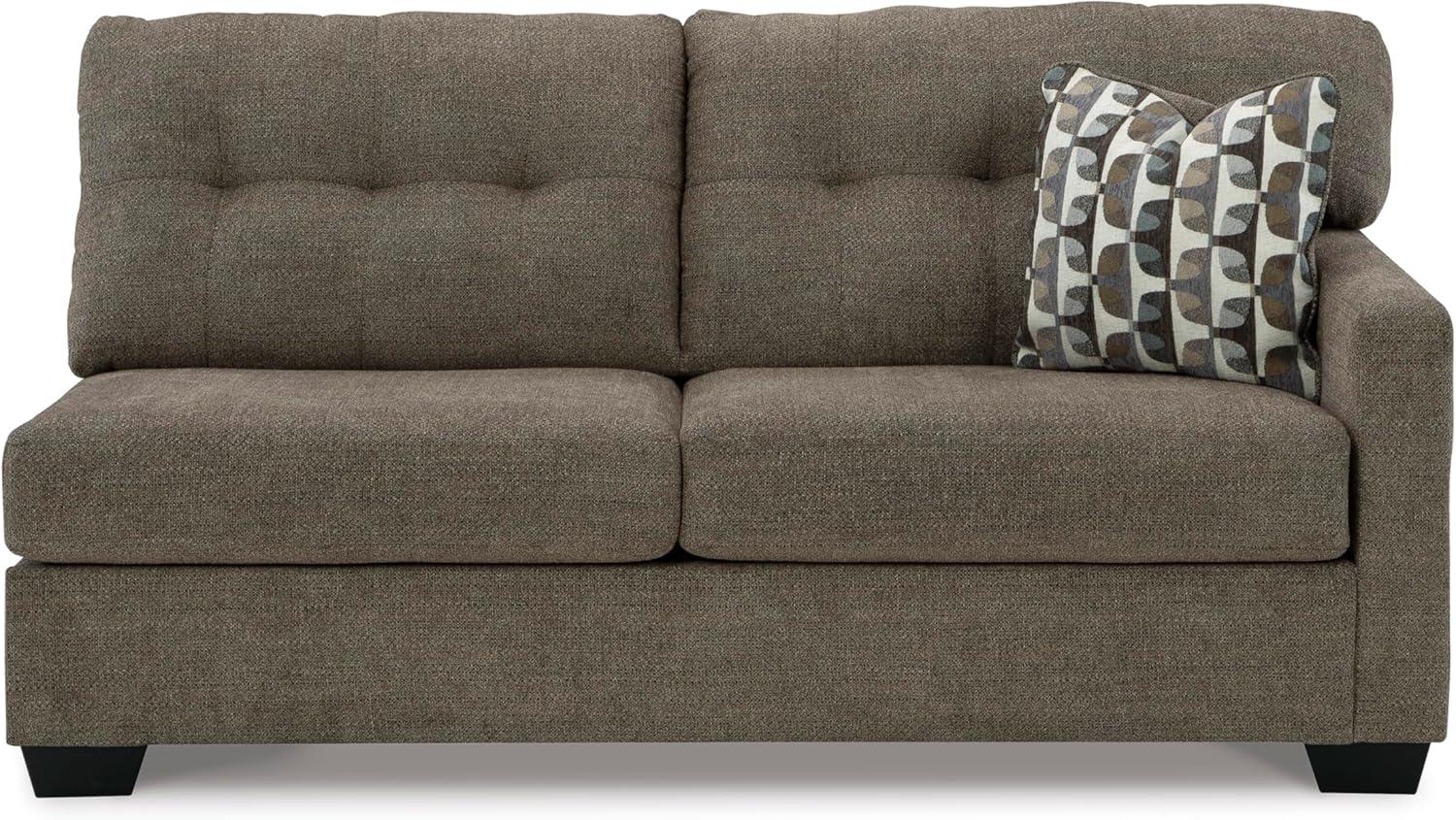 imageSignature Design by Ashley Mahoney Casual LShaped Tufted 2Piece Sectional with Chaise Loose Seat Cushions and 2 Accent Pillows BeigeBrown