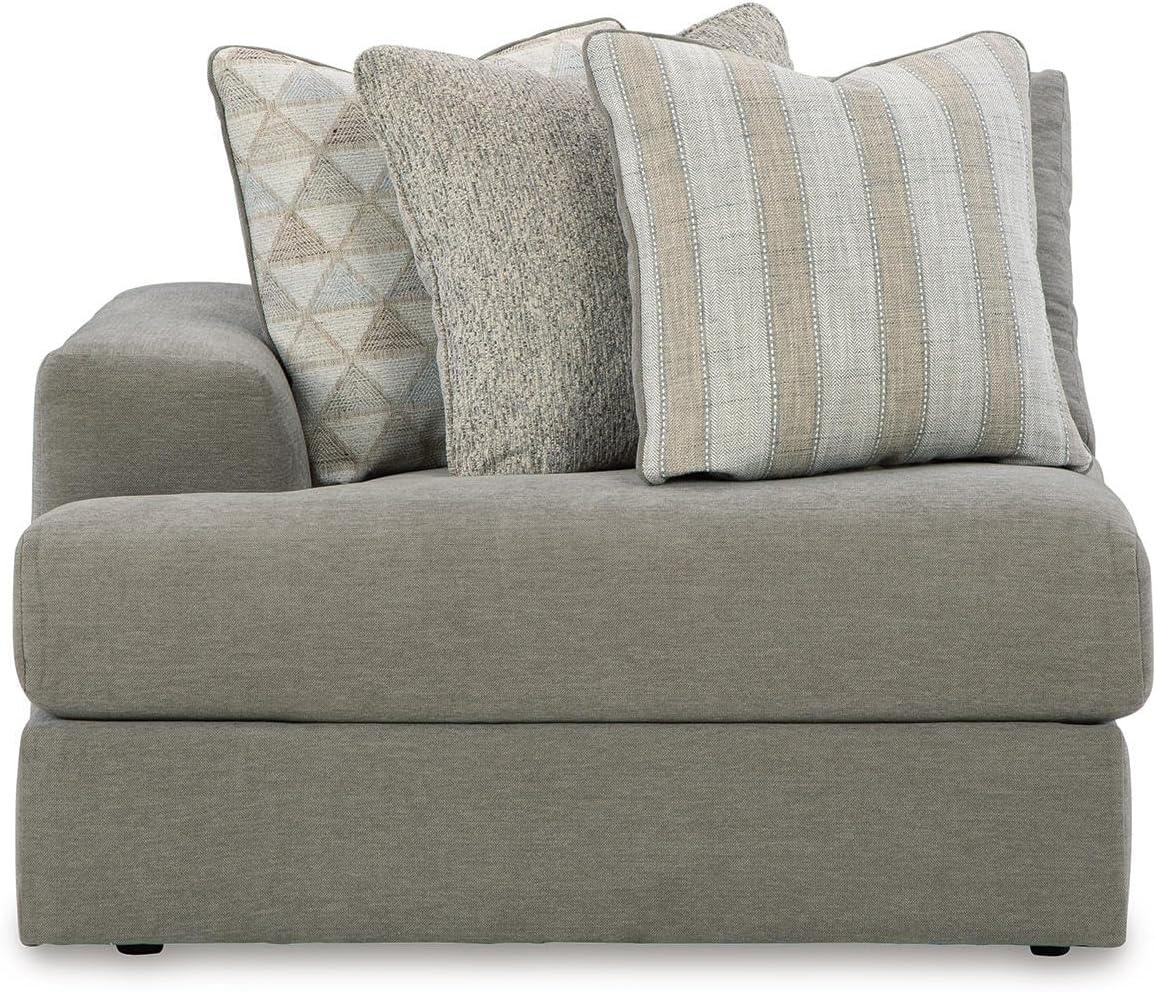 imageSignature Design by Ashley Mahoney Casual LShaped Tufted 2Piece Sectional with Chaise Loose Seat Cushions and 2 Accent Pillows BeigeGrey