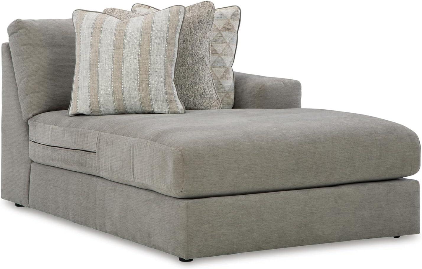 imageSignature Design by Ashley Mahoney Casual LShaped Tufted 2Piece Sectional with Chaise Loose Seat Cushions and 2 Accent Pillows BeigeGrey