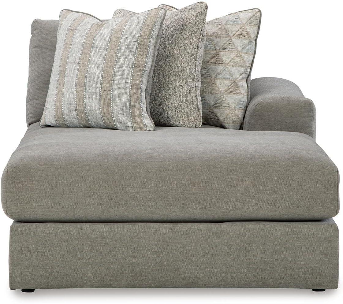 imageSignature Design by Ashley Mahoney Casual LShaped Tufted 2Piece Sectional with Chaise Loose Seat Cushions and 2 Accent Pillows BeigeGrey