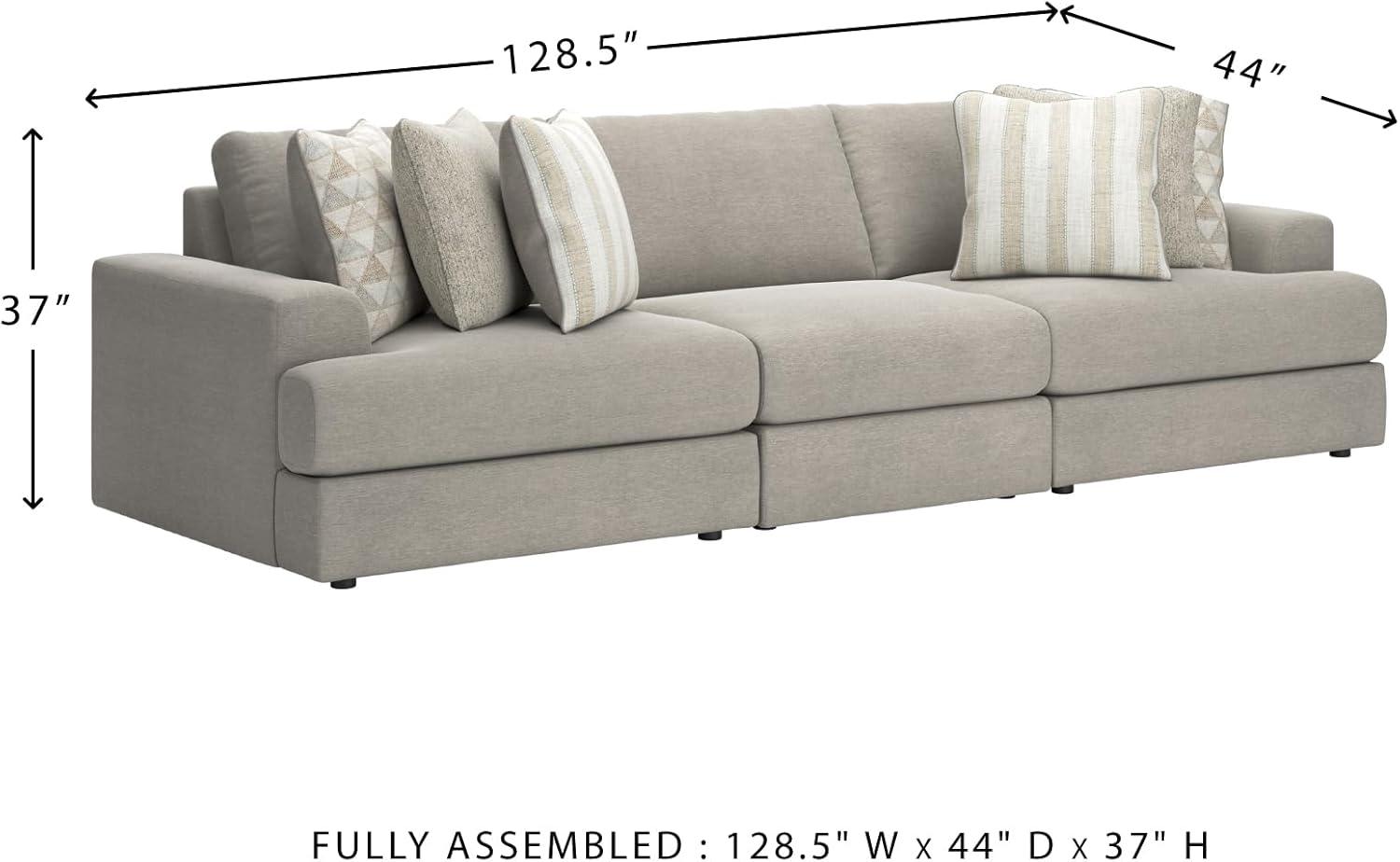 imageSignature Design by Ashley Mahoney Casual LShaped Tufted 2Piece Sectional with Chaise Loose Seat Cushions and 2 Accent Pillows BeigeGrey