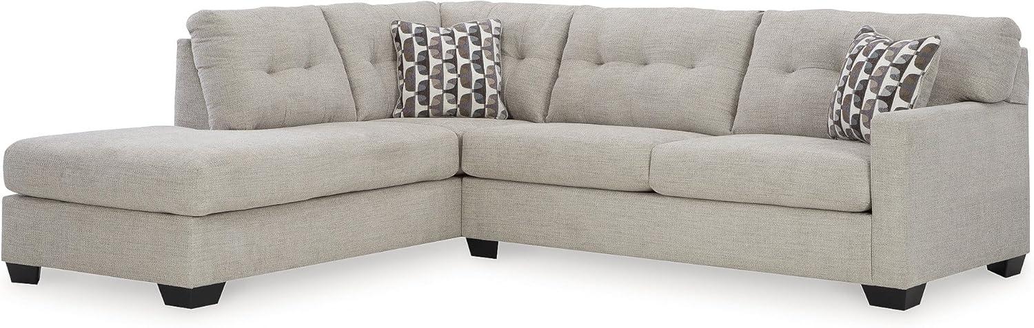 imageSignature Design by Ashley Mahoney Casual LShaped Tufted 2Piece Sectional with Chaise Loose Seat Cushions and 2 Accent Pillows BeigeLight Gray