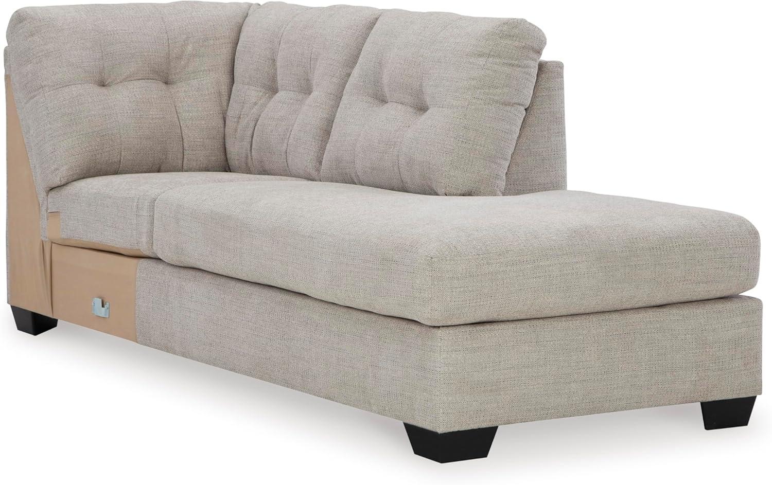 imageSignature Design by Ashley Mahoney Casual LShaped Tufted 2Piece Sectional with Chaise Loose Seat Cushions and 2 Accent Pillows BeigeLight Gray