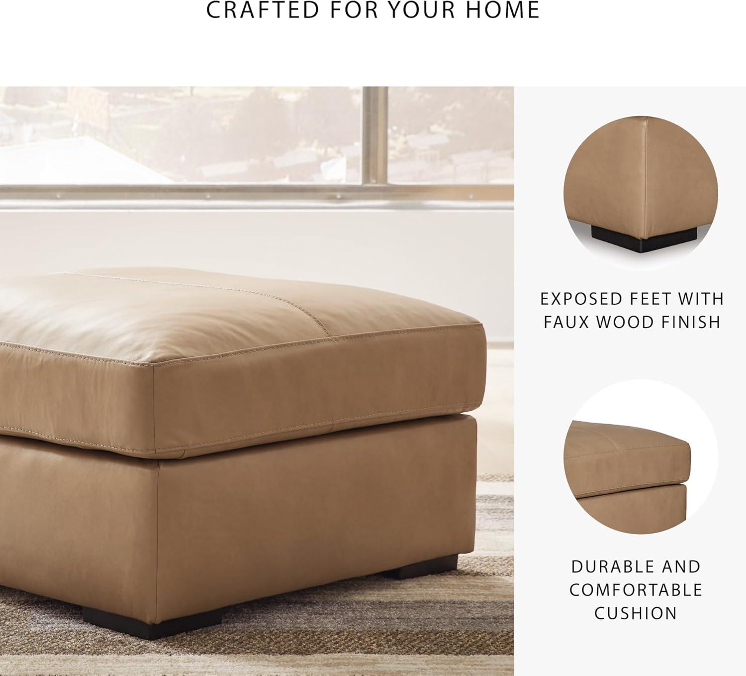 imageSignature Design by Ashley Maitelynn Casual Upholstered Ottoman WhiteToffee