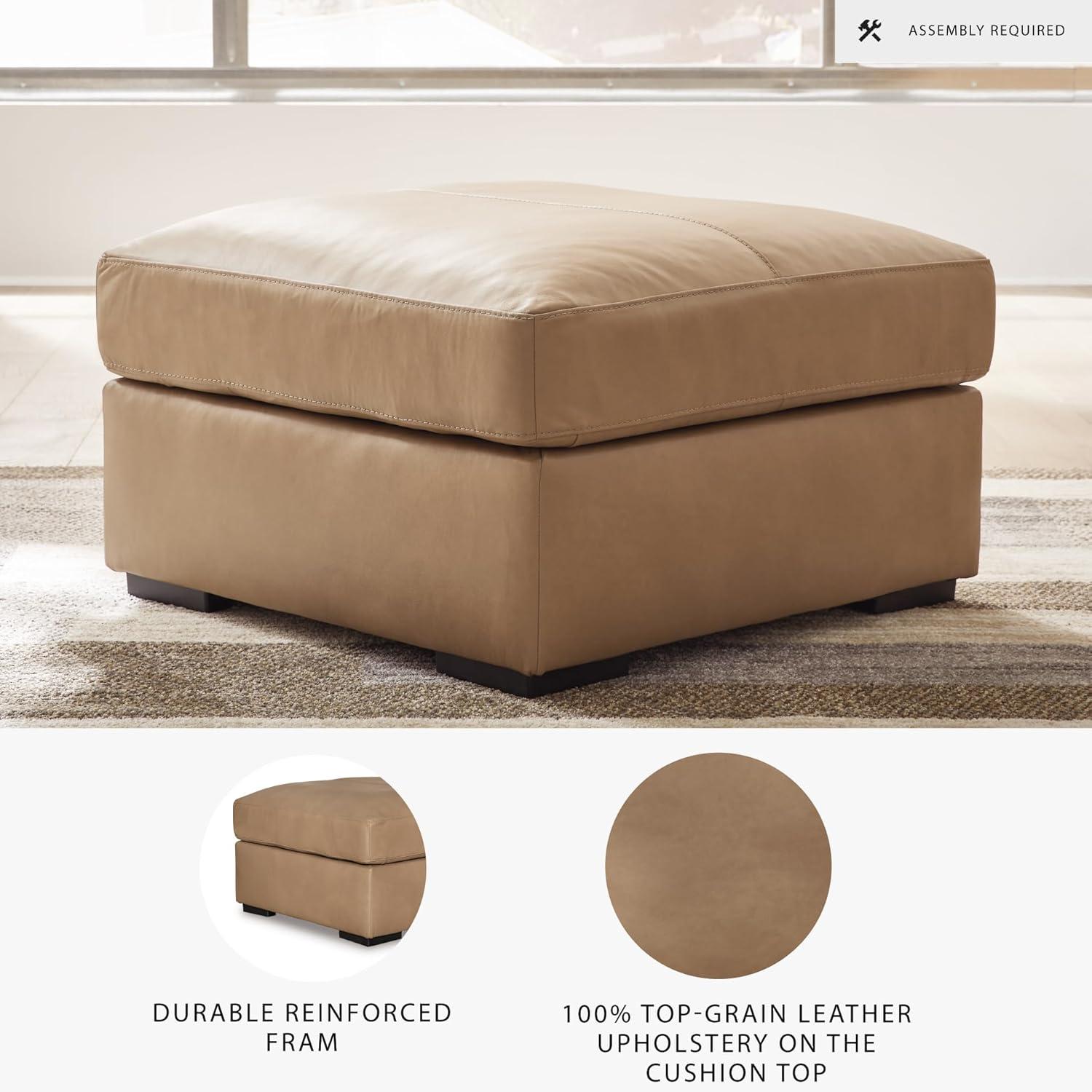 imageSignature Design by Ashley Maitelynn Casual Upholstered Ottoman WhiteToffee