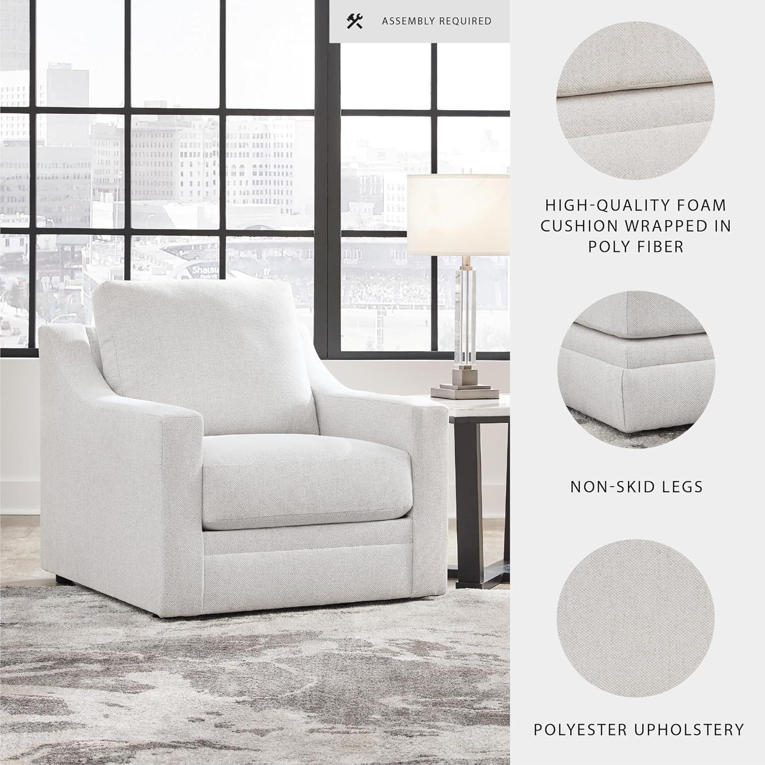 imageSignature Design by Ashley Maitelynn Contemporary Sofa with Accent Pillows Reversible Cushions and Sloped Arms Light GrayChair