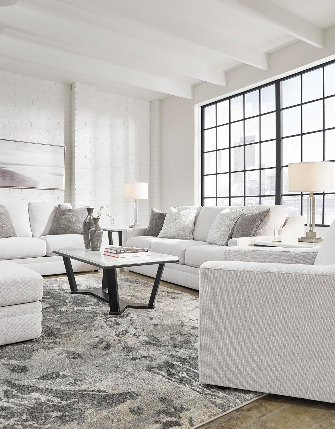 imageSignature Design by Ashley Maitelynn Contemporary Sofa with Accent Pillows Reversible Cushions and Sloped Arms Light GrayChair