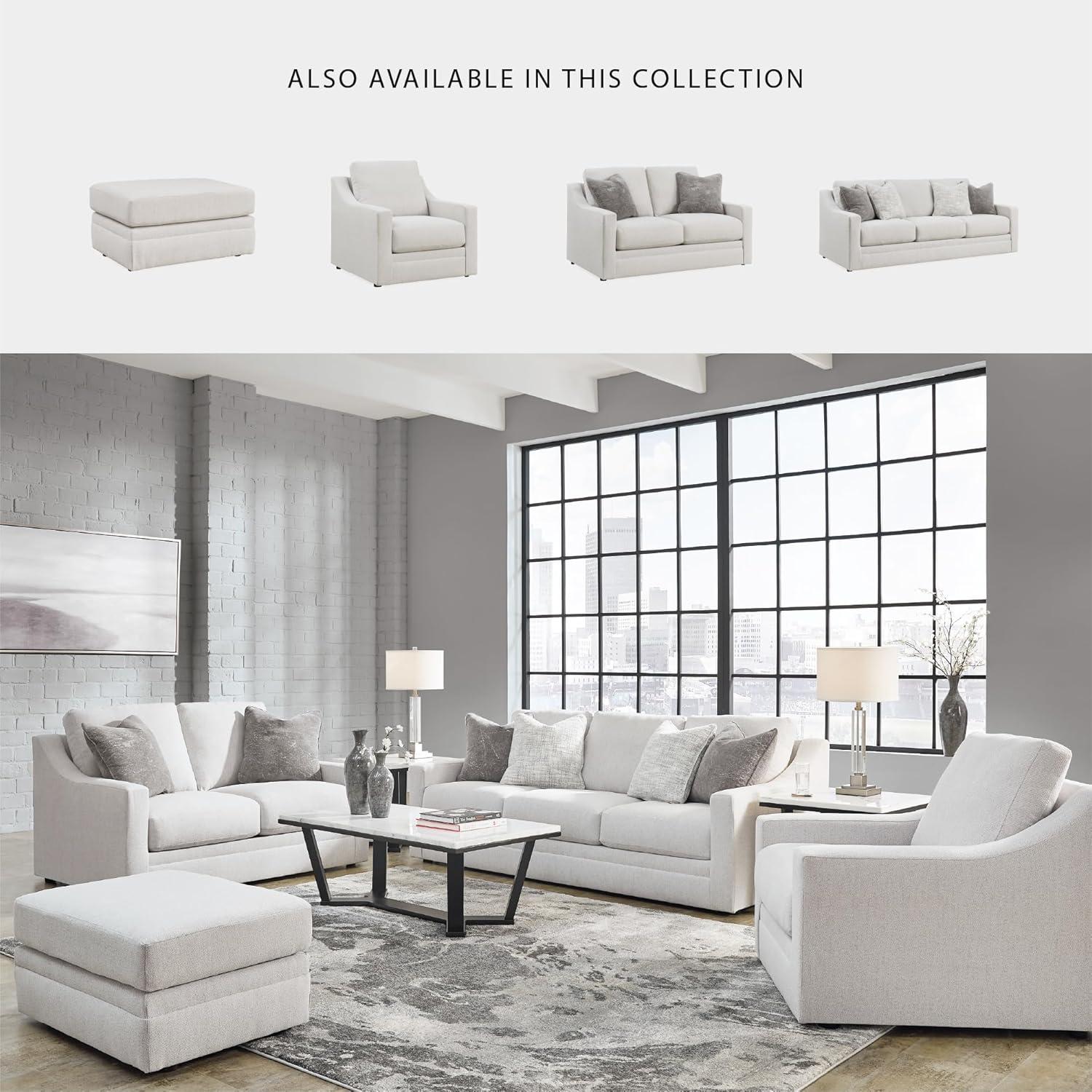 imageSignature Design by Ashley Maitelynn Contemporary Sofa with Accent Pillows Reversible Cushions and Sloped Arms Light GrayChair