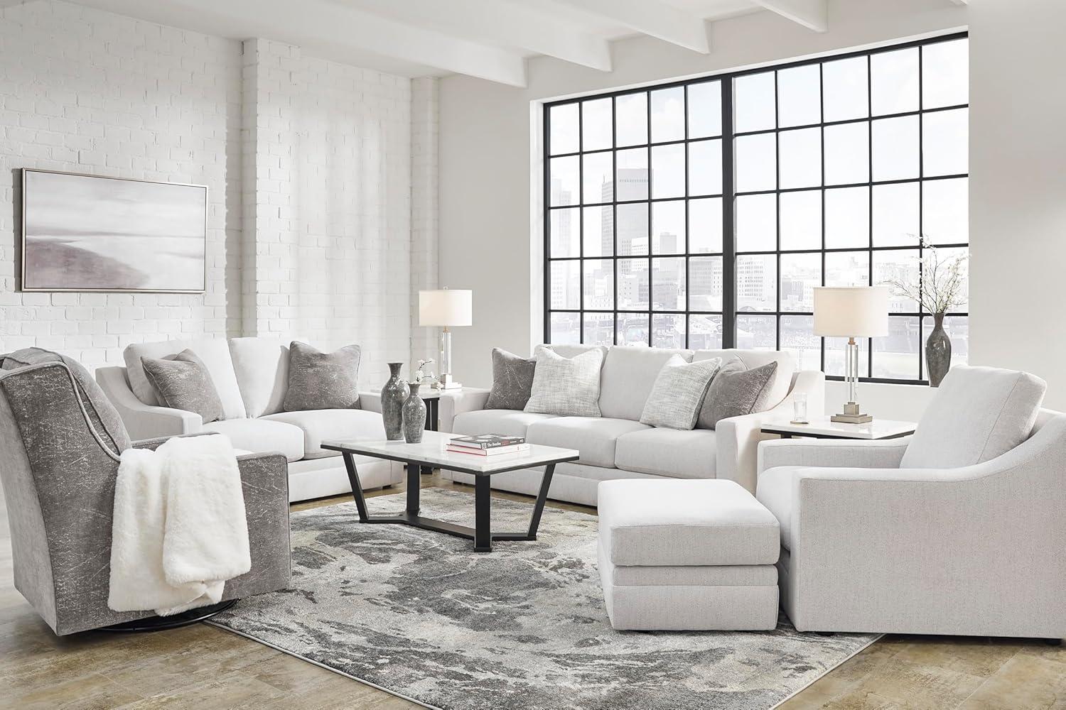 imageSignature Design by Ashley Maitelynn Contemporary Sofa with Accent Pillows Reversible Cushions and Sloped Arms Light GrayChair