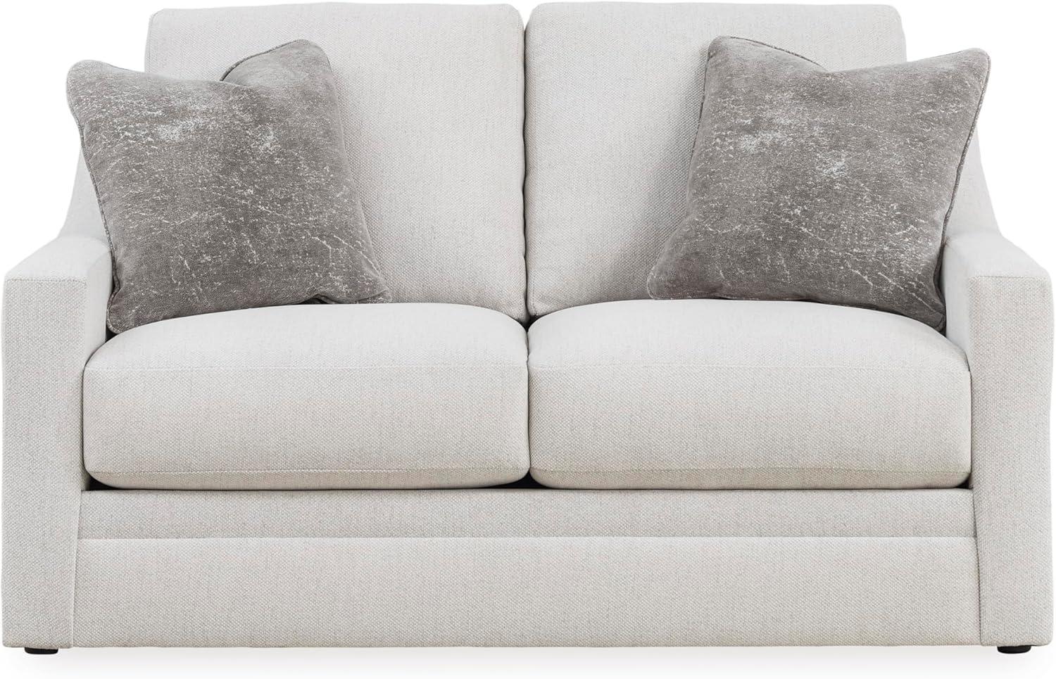 imageSignature Design by Ashley Maitelynn Contemporary Sofa with Accent Pillows Reversible Cushions and Sloped Arms Light GrayLoveseat