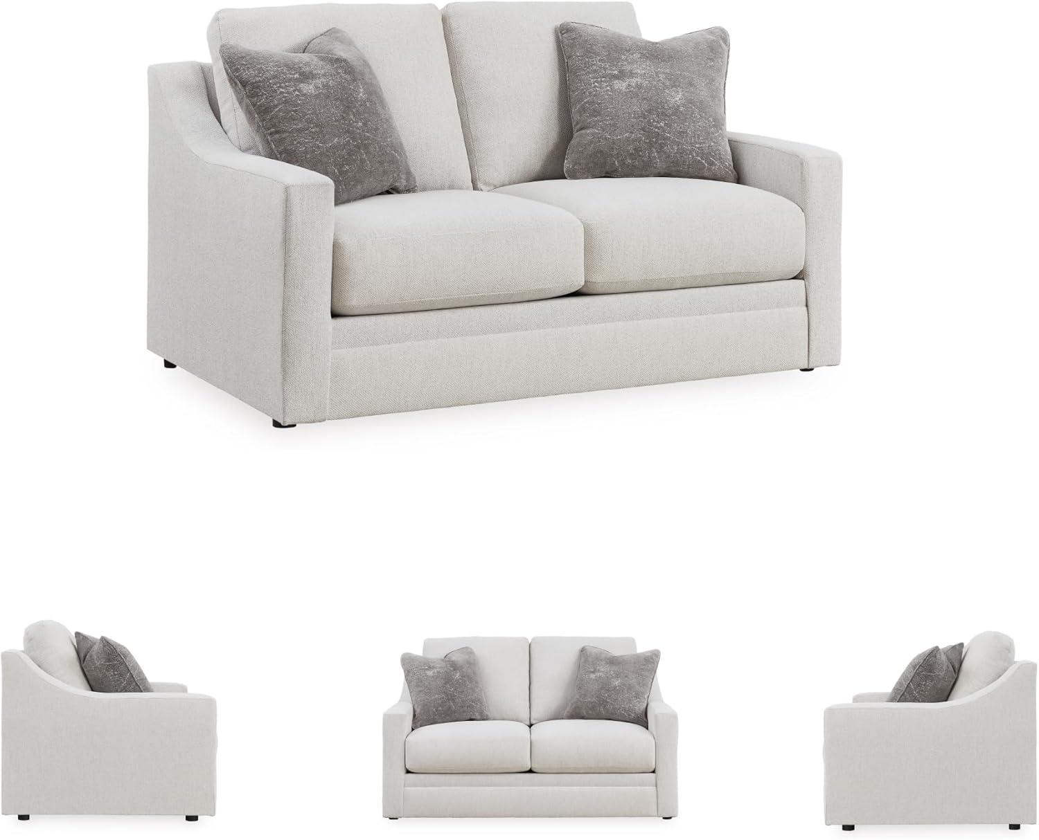 imageSignature Design by Ashley Maitelynn Contemporary Sofa with Accent Pillows Reversible Cushions and Sloped Arms Light GrayLoveseat