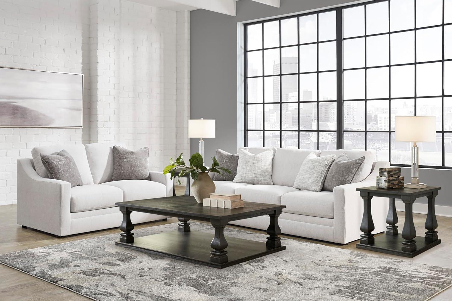 imageSignature Design by Ashley Maitelynn Contemporary Sofa with Accent Pillows Reversible Cushions and Sloped Arms Light GraySofa