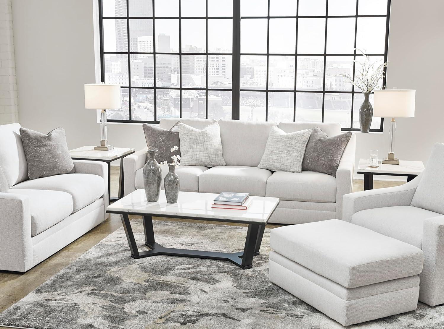 imageSignature Design by Ashley Maitelynn Contemporary Sofa with Accent Pillows Reversible Cushions and Sloped Arms Light GraySofa