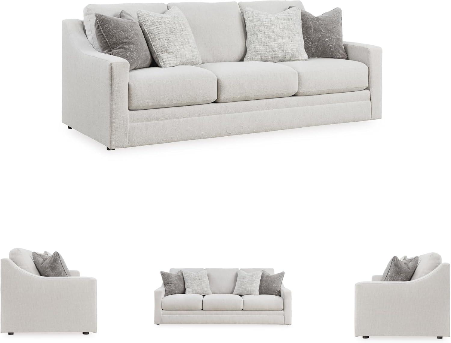 imageSignature Design by Ashley Maitelynn Contemporary Sofa with Accent Pillows Reversible Cushions and Sloped Arms Light GraySofa