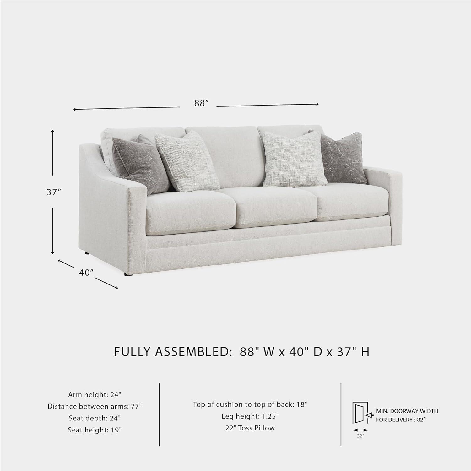imageSignature Design by Ashley Maitelynn Contemporary Sofa with Accent Pillows Reversible Cushions and Sloped Arms Light GraySofa