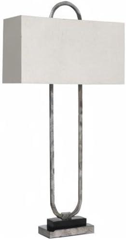imageSignature Design by Ashley Malana 33quot Contemporary Metal Table Lamp with Marble Base Black ampamp BrassWhite