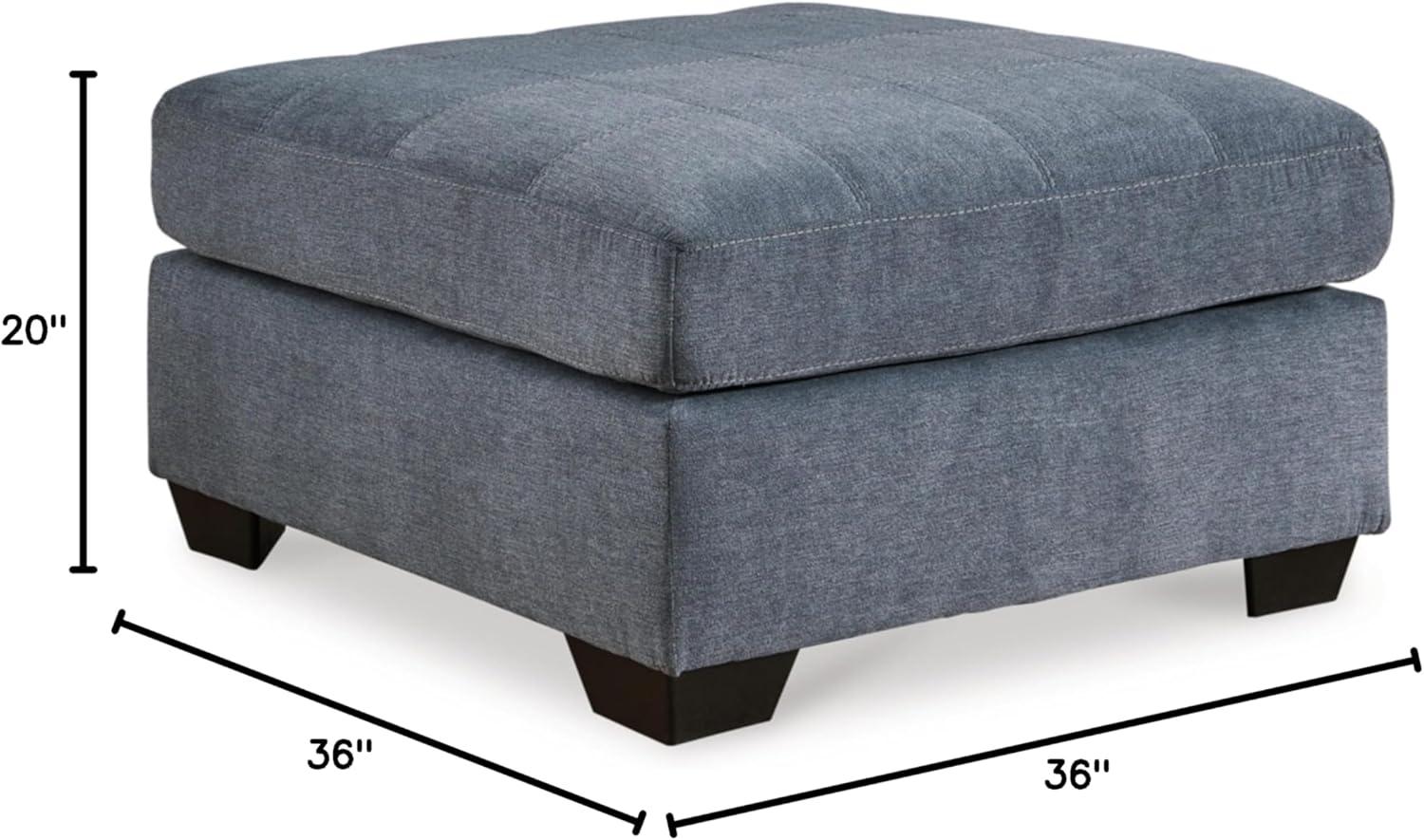 imageSignature Design by Ashley Marleton Classic Square Upholstered Oversized Accent Ottoman Light GrayBlue
