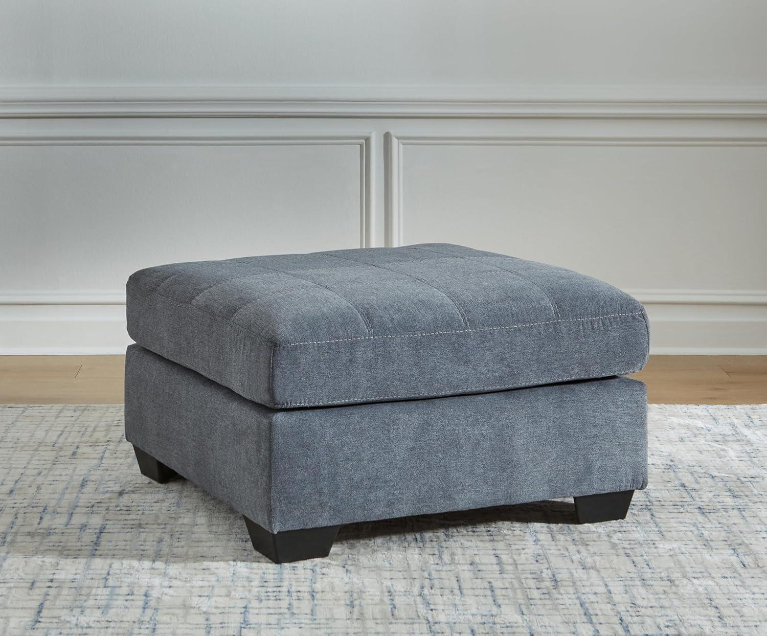 imageSignature Design by Ashley Marleton Classic Square Upholstered Oversized Accent Ottoman Light GrayBlue