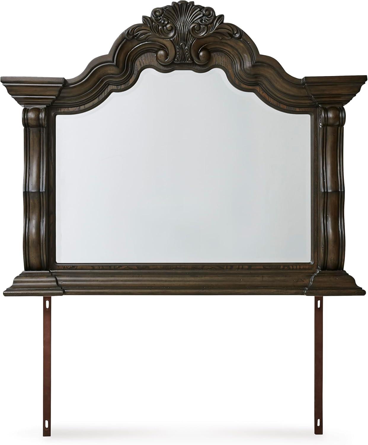 imageSignature Design by Ashley Maylee Traditional Tufted Queen Upholstered Panel Bed Foundation or Box Spring Needed Dark Brown ampamp BeigeDark Brown