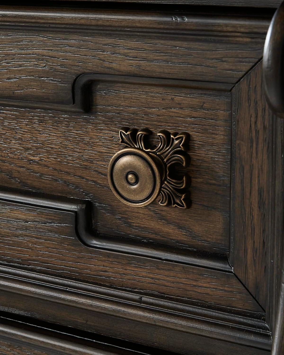 imageSignature Design by Ashley Maylee Traditional Tufted Queen Upholstered Panel Bed Foundation or Box Spring Needed Dark Brown ampamp BeigeDark Brown