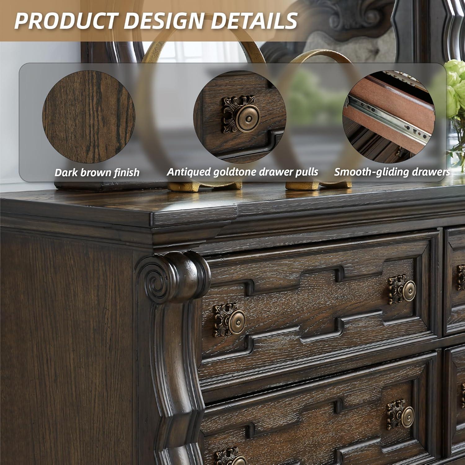 imageSignature Design by Ashley Maylee Traditional Tufted Queen Upholstered Panel Bed Foundation or Box Spring Needed Dark Brown ampamp BeigeDark Brown