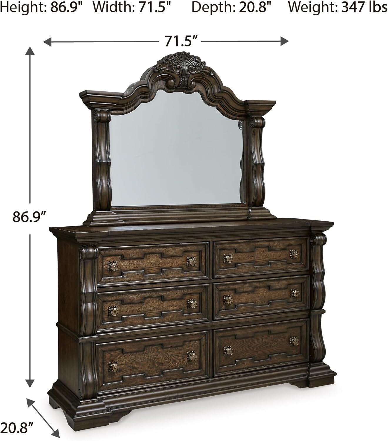 imageSignature Design by Ashley Maylee Traditional Tufted Queen Upholstered Panel Bed Foundation or Box Spring Needed Dark Brown ampamp BeigeDark Brown