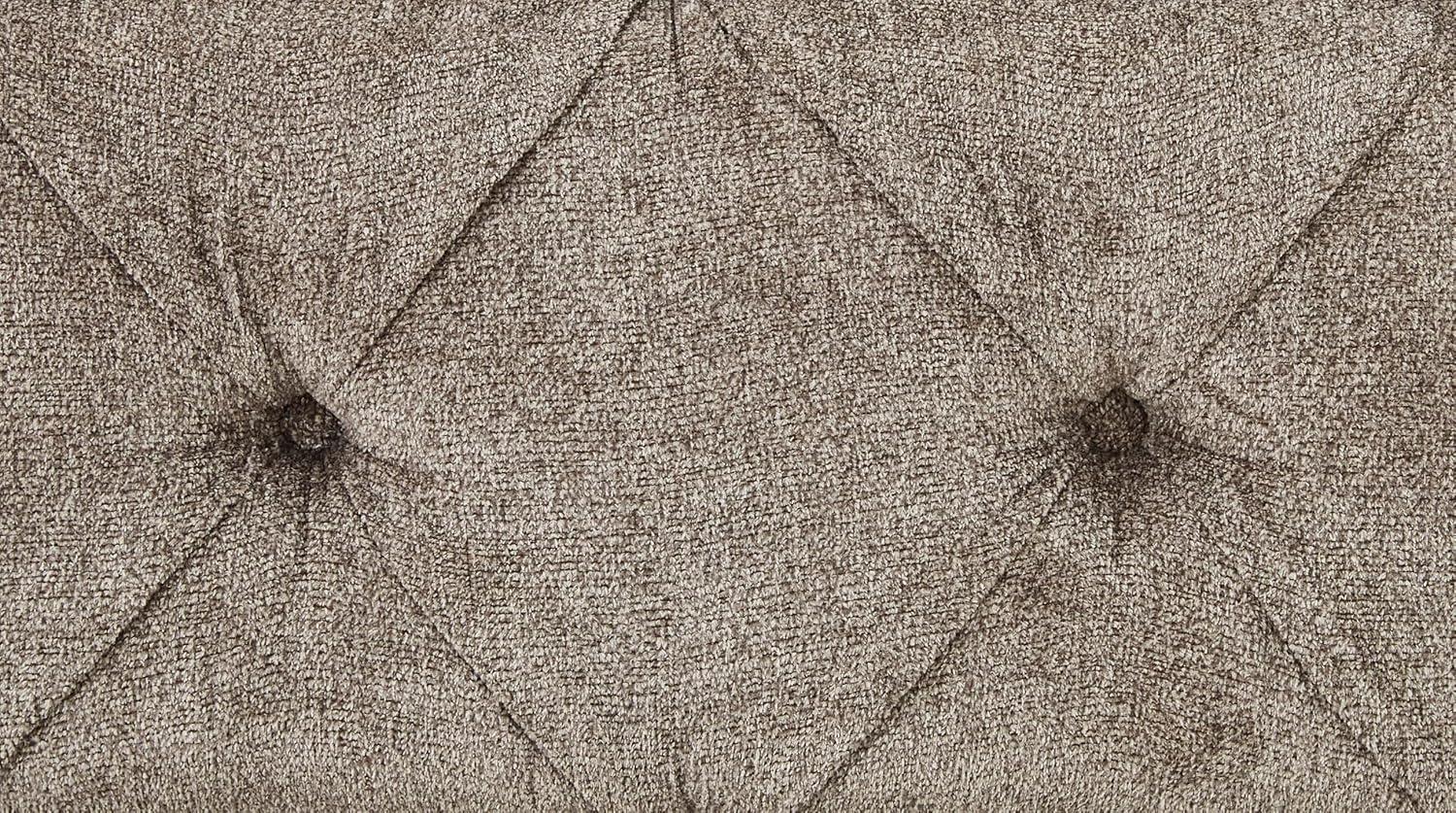 imageSignature Design by Ashley Maylee Traditional Tufted Queen Upholstered Panel Bed Foundation or Box Spring Needed Dark Brown ampamp BeigeDark Brown