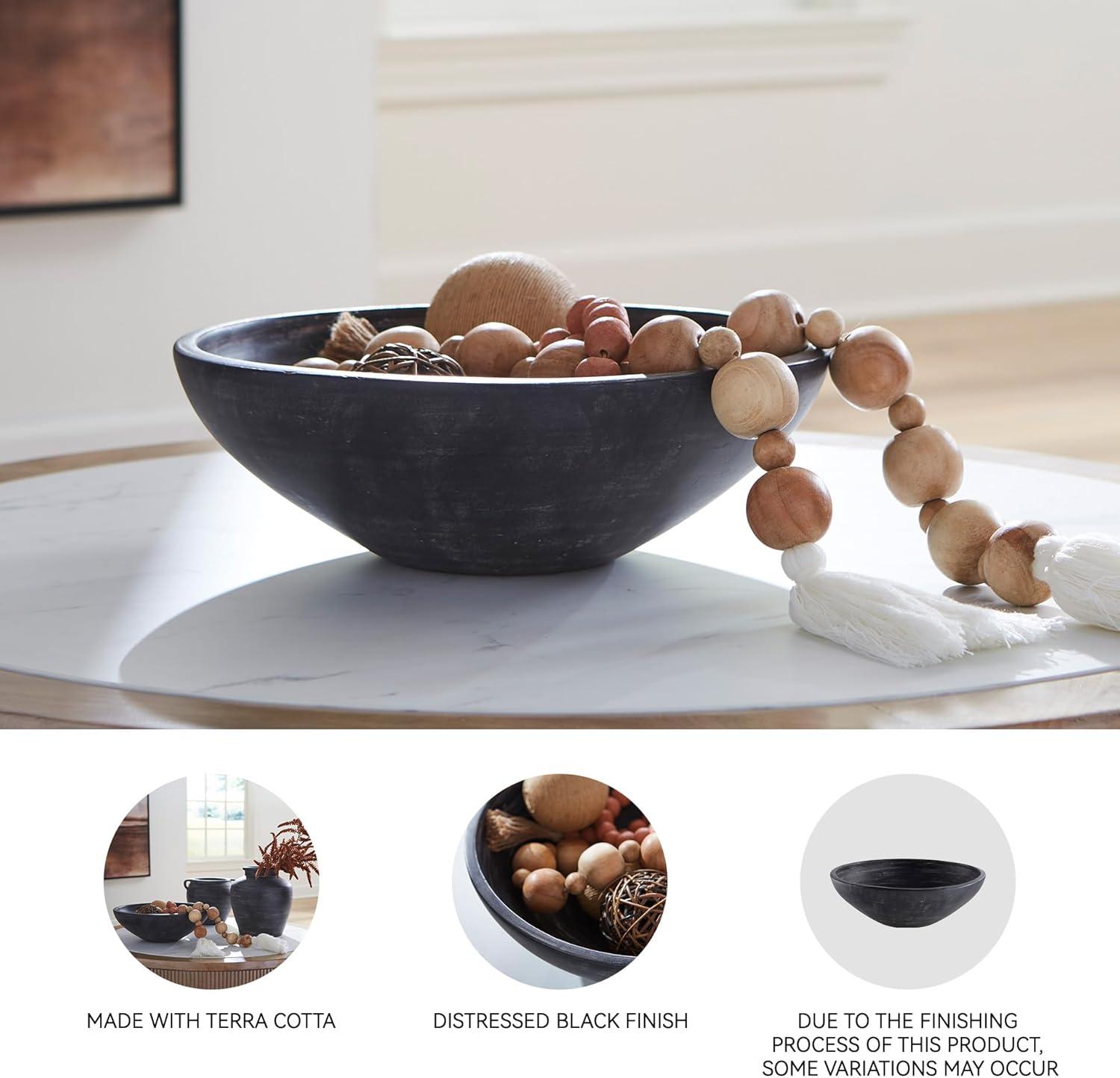 imageSignature Design by Ashley Meadie Casual Distressed Terra Cotta Round Bowl BlackBlack