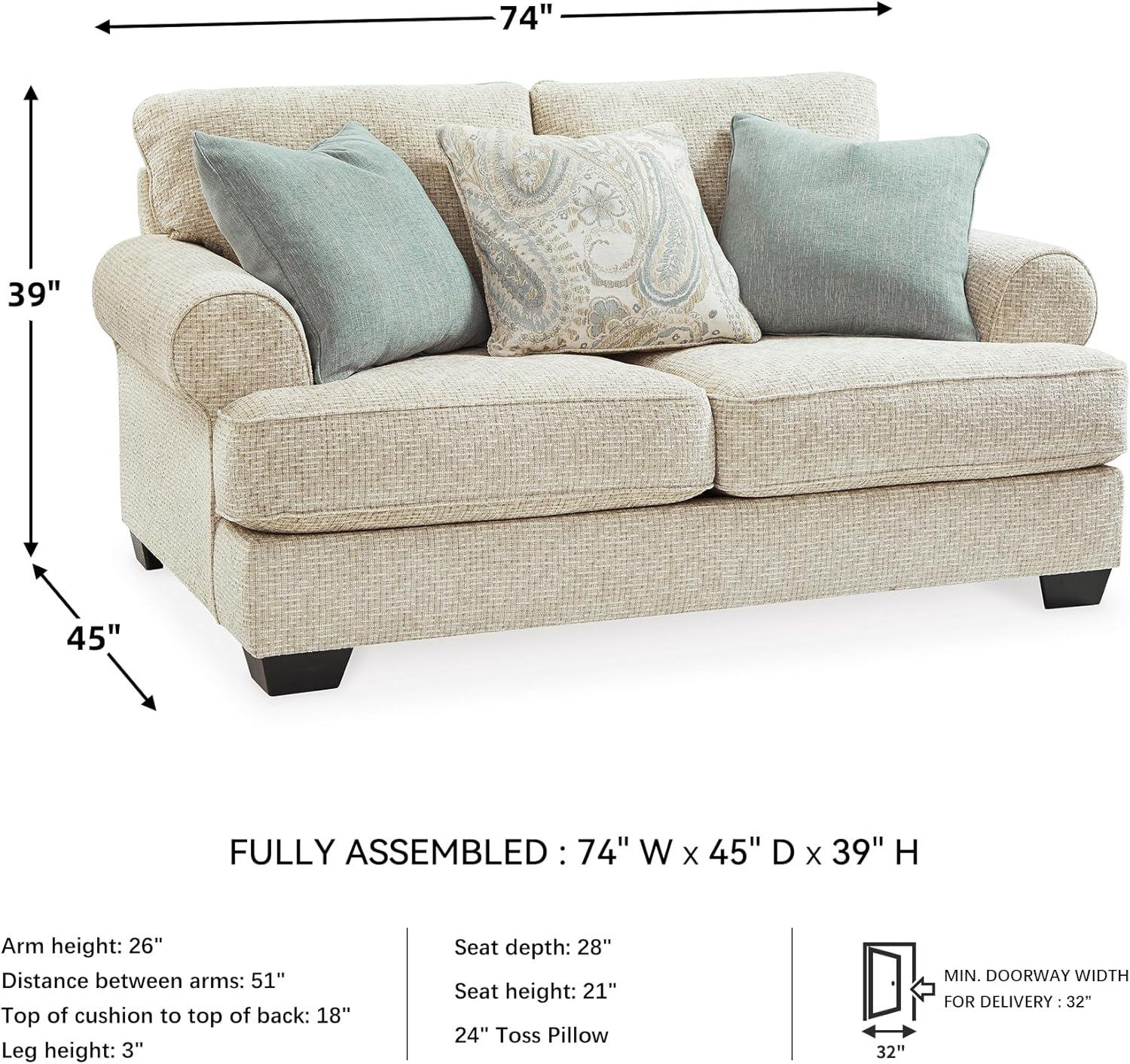 imageSignature Design by Ashley Monaghan Classic Upholstered Oversized Chair with Toss Pillow Light BrownLoveseat