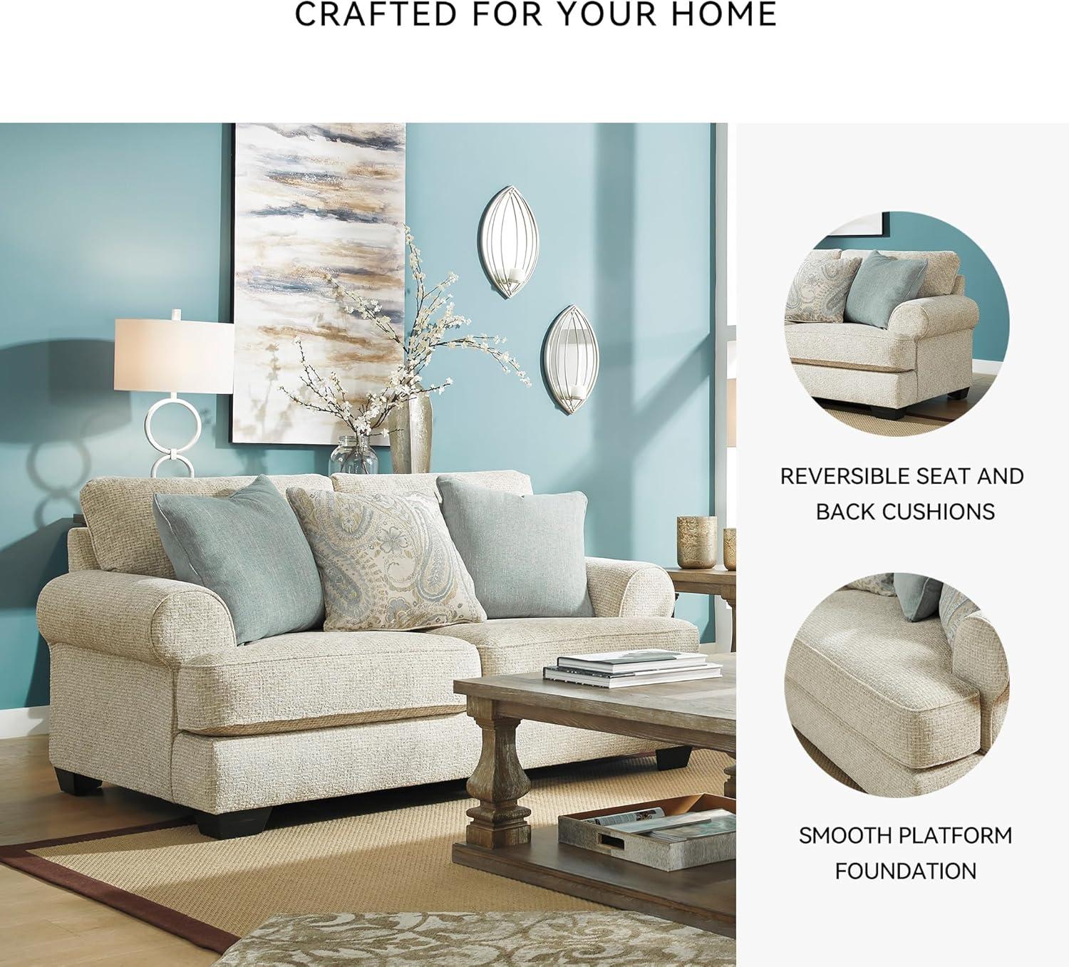 imageSignature Design by Ashley Monaghan Classic Upholstered Oversized Chair with Toss Pillow Light BrownLoveseat