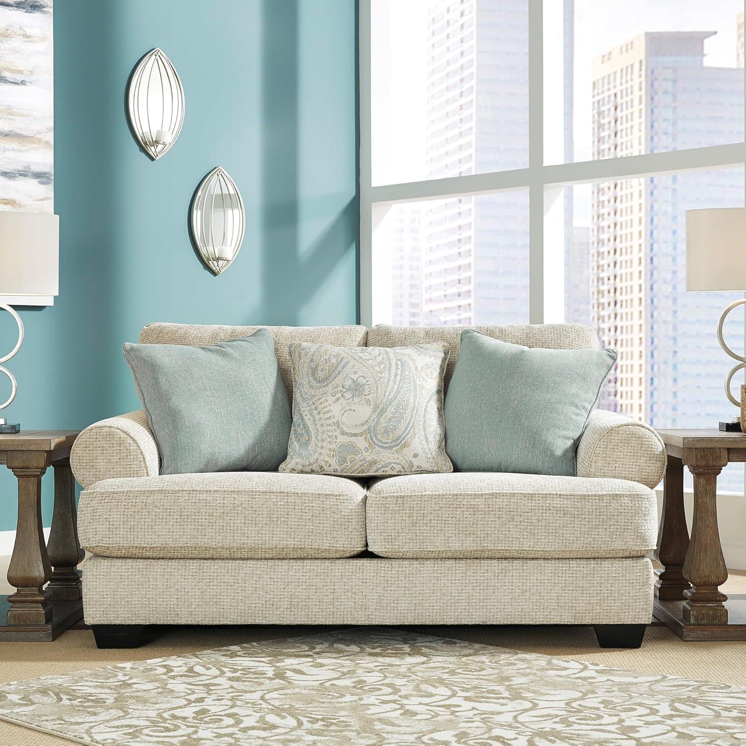 imageSignature Design by Ashley Monaghan Classic Upholstered Oversized Chair with Toss Pillow Light BrownLoveseat