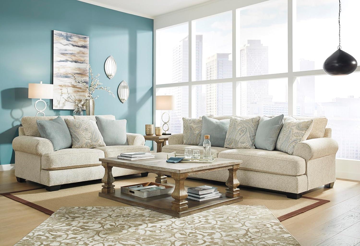 imageSignature Design by Ashley Monaghan Classic Upholstered Oversized Chair with Toss Pillow Light BrownLoveseat