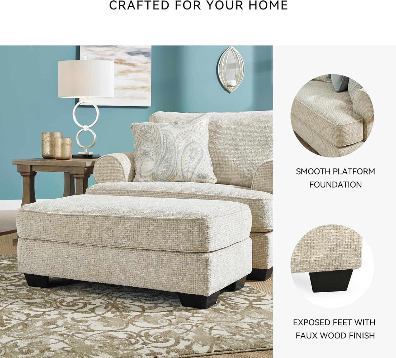 imageSignature Design by Ashley Monaghan Classic Upholstered Oversized Chair with Toss Pillow Light BrownOttoman